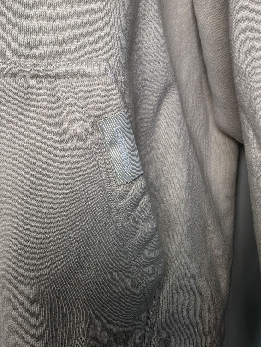 Legends Heavyweight Fleece Hoodie Large Cream Beige Streetwear Patch Made in USA - Picture 5 of 12